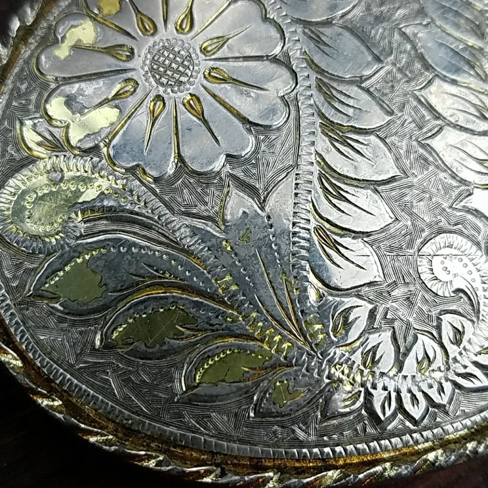 Vintage Floral Belt Buckle - MADE IN USA